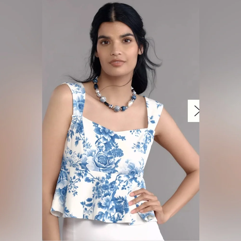 Maeve Square-Neck Peplum Tank Top - Picture 1 of 6